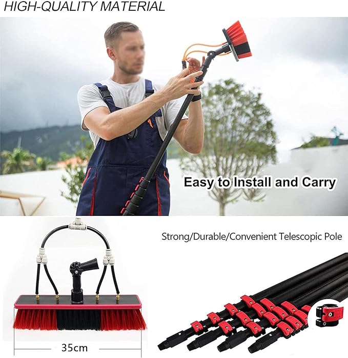 Telescopic Rod Window Cleaning Water Guide, Telescopic Wash Brush Telescopic Rod, PV Tool Cleaning Device, Wash Brush, Window Cleaner,6M