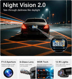 4K Dash Cam 360° View, 5 Channel Front and Rear Dash Camera for Cars, Built-in 5GHz Wi-Fi GPS, Voice Control, Free 128G Card,Night Vision,24H Parking Mode,G-Sensor