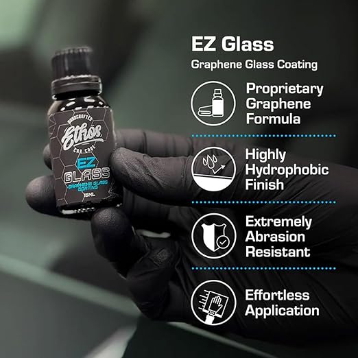 EZ Glass - Graphene Glass Coating & Water Repellent for Windshields - 12+ Months of Long Lasting Hydrophobic Windshield Coating - Quick and Easy Application 15ML