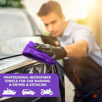 Tallew 15 Pcs 15 Pcs Car Microfiber Towels Buffing Drying Wash Cleaning Cloths Plush Large Towels Thick Care Polishing Detailing Waxing Scratch Proof Towel, 15.75 x 15.75 Inch (Purple)