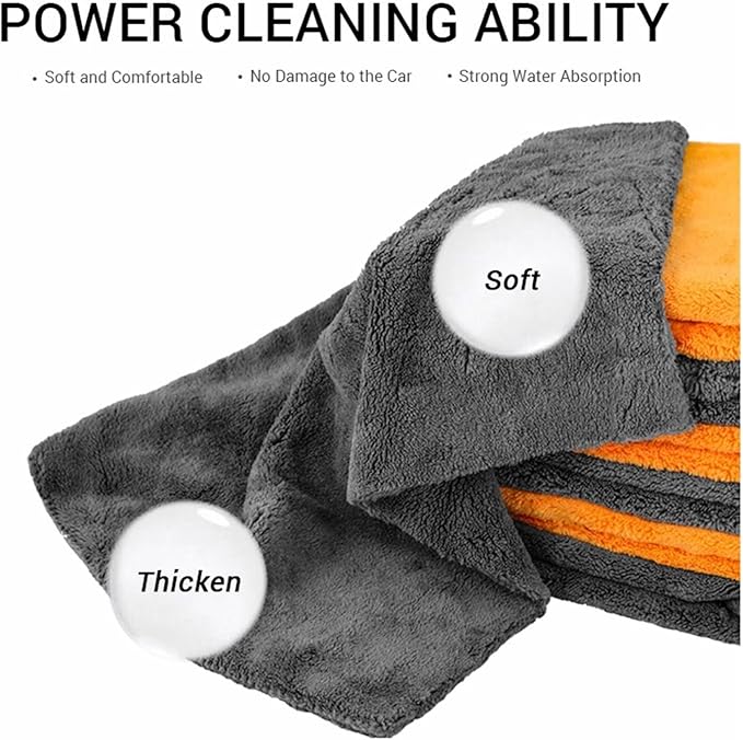 40X40cm Microfiber Towel for Car Washing and Detailing, Thickened Drying and Cleaning Cloth(Gray 3pcs)