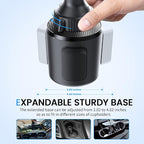 APPS2Car 15W Qi Wireless Car Charger Cup Phone Holder, Fits 3"–4" Round Cup Holders, Adjustable Long Arm & 360° Rotation, Compatible with iPhone 17 16 15 14 13 Pro Max