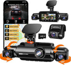 Neideso 360° Dash Cam Front and Rear Inside, 4 Channel FHD 4 * 1080P, Wi-Fi GPS Voice Control Car Camera, Front 2K+1080P*2 Dash Camera for Cars, with 64GB SD Card, Night Vision, 24H Parking Mode(N300)