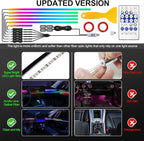 Acrylic Interior Car LED Strip Light with USB/Type C, Dreamcolor 10 in 1 with 187 inches 650 LEDs Ambient Lighting Kits, Sound Active Function Neon Accessories