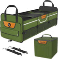 SugarFox Car Trunk Organizer for SUV, Heavy Duty Waterproof Trunk Organizer, Foldable Collapsible Car Organizer with Cooler, Multi-Compartment Large Trunk Organizer (95L), Green-M003