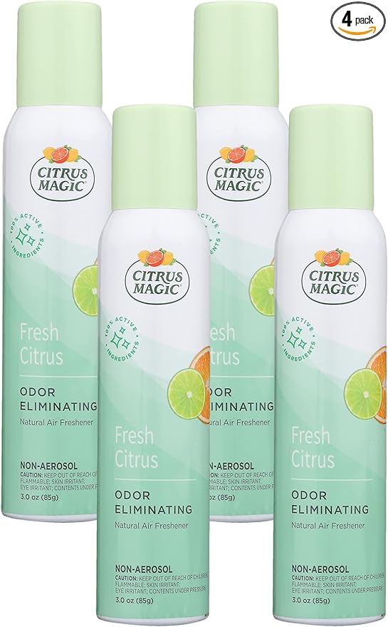 Citrus Magic Natural Odor Eliminating Air Freshener Spray, Fresh Citrus, 3-Ounce (Pack of 4)