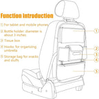 Viaviat Car Seat Organizers Waterproof Backseat Protector with Storage Pocket Large Leather Kick Mats for Kids Pets Automobile SUV Truck (Beige, Large Pocket)