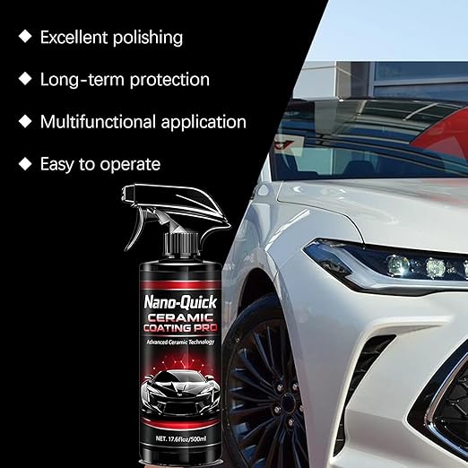 Nano-Quick Ceramic Coating Pro, Nano-Quick Coat Restores, Quick Effect Coating Agent, Advanced Car Quick-Acting Coating Agent Spray, Lasting Luster, Works on All Paint Types (1Set)