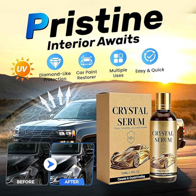 Crystal Serum 2026 Ceramic Coating for Car, 9H Advanced Graphene Ceramic Coating Hardness for Auto Car Detailing, Gloss Hydrophobicity Anti Scratch for Vehicle (2 Set)