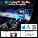 2025 Upgraded Wireless CarPlay Adapter for iPhone | Ultra-Mini Metal, Convert Wired to Wireless, Bluetooth 5.3 Fast Stable Connection, Plug & Play, 800+ Factory CarPlay Wired Cars, iOS 10+