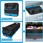 AOPHY Trunk Organizer for Car, Car Storage Organizer with 2 adjustable straps, 95L Large Capacity Cargo Organizer for Suv, Truck, Sedan, Waterproof Portable Car Organizers for Women Men（Blue）