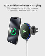 Mag Switch Qi2 Mag Safe Wireless Car Charger Air Vent Mount, 15W Fast Charger with a built in on/off switch for charging, Strong N52 Magnets, Compatible with iPhone 14/15/16/17 Iphone Air