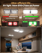 DFGOTOP 12V LED Light, RV Ceiling Dome Light 204 LEDs Camper Lights Dimmable Warm Cool Natural White for RV Caravan Motorhome Enclosed Cargo Trailer Camper Truck Lorry Van Boat Car
