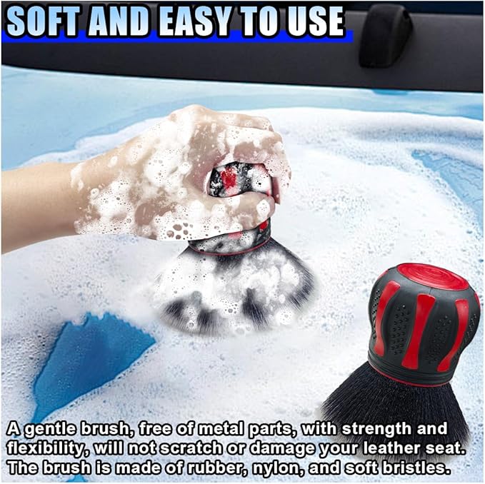 Car Detailing Brush, Ultra Soft Bristles XL Synthetic Brush, Auto Interior Dusting Brush with Storage Rack, Car Cleaning Tool for Vehicle Air Conditioner Vents, Dashboard, Leather