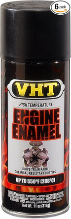 VHT SP130-6PK 550° Engine Enamel High Heat Spray Paint – Flat Black – 11 oz. Aerosol Can, Pack of 6