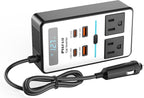 200W Car Power Inverter DC 12V to 110V AC,Cigarette Lighter Adapter Plug with [65W USB-C]/USB-Fast Charger 24W/Multiple USB/Laptop car Charger with Voltage Display