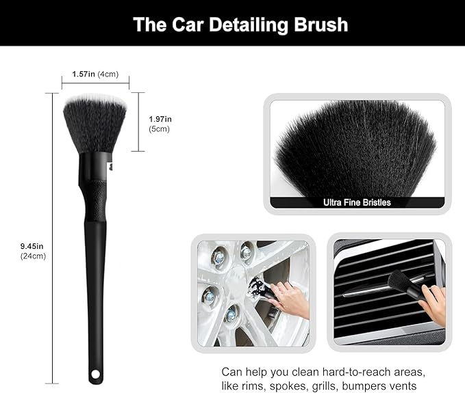 9PCS Car Wheel Tire Brush Kit, Tire Brush, Wheel Cleaner Brush, Soft-bristled Rim Cleaner Brush, Car Towel,Microfiber Bendable Brush Tire Shine Applicator Pad, Car Detailing Brushes Supplies Kit