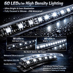 12V Marine Boat LED Light Strip Super Bright, 2 Pack 6.56FT IP68 Fully Waterproof RV Front Cap Lights, Golf Cart Underglow Roof Lights Strip for Truck ATV UTV SUV Car Pickup Trailer, Cuttable, White