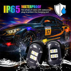 6PCS Upgraded Wireless LED Strobe Lights with Remote Control, 8 Colors Interior Car Lights with 4 Bright LED Lamp Beads，Suit for Car Motorcycle Bike Drone Aircraft