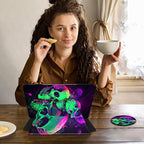 Case for Kindle Scribe,360 Degree Rotating Swivel PU Leather Stand Flip Folio Cover with Auto Wake/Sleep for Amazon Kindle Scribe Cover 10.2 Inch (2024/2022 Release),Green Purple Skull