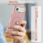 SUPFINE Magnetic for iPhone Air Case (Compatible with MagSafe)(Military Grade Drop Protection) Slim Translucent Matte Shockproof with Anti-Fingerprint Phone Cover for 17 Air,Pink