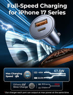 AINOPE 67.5W Super Mini Cigarette Lighter Adapter Car Charger USB C Fast Charging, All Metal PD&QC Type C Car Charger Adapter Outlet Plug Socket for iPhone 17 16 Pro Max 15 14,Samsung S26 S25 Mother's