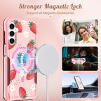 for Samsung Galaxy A16 5G Phone Case - Compatible with MagSafe Women Girls Cute Magnetic Protective Cover Girly Pretty Kawaii Strawberry Heavy Duty Shockproof Design for Samsung A16 5G Case