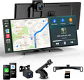 11.5" Portable Carplay Screen for Car,Wireless Car Play Screen with Carplay,Android Auto,OTA Updates,60FPS,4K Dash Cam + 1080P Backup Cam (with a Camera Bracket),Voice Control,GPS Navigation