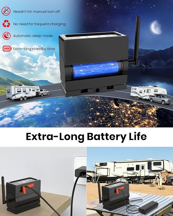 AUTO VOX Wireless Backup Camera Magnetic:Portable No Wiring 1 Min Install Trailer Hitch Camera,2-Channel HD 1080P Car Monitor & IR Night Vision Back Up Camera Systems for Truck,RV (7.2 inch Dual cam)