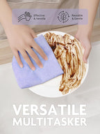 Fantasticlean Microfiber Cleaning Cloth Roll -150 Pack, Tear Away Microfiber Towels, 12" x 12", Reusable, Washable, Ultra Absorbent Dishcloth for All-Around Cleaning Supplies (Pink & Lavender)