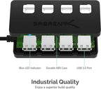 SABRENT 4-Port USB 3.0 Hub with Individual LED Power Switches - Slim, Portable Design - 2 Ft Cable - Fast Data Transfer - Compatible with Mac & PC (HB-UM43)