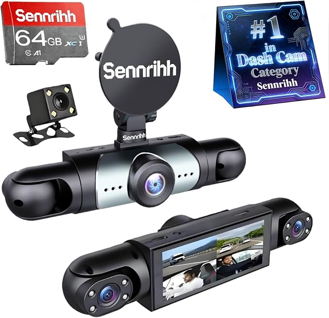 Dash Cam, Dashboard Camera 4 Channel, 360° Full View Car Dashcam System Wireless, Front and Rear Wireless Inside, 1080p HD, Infrared Lamps Night Vision G-Sensor, Car Accessories