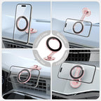 Pikabo Magnetic Phone Holder for Car Dashboard Phone Mount Holder Compatible with iPhone 17 Pro Max 16 15 14 13 12 MagSafe Accessories. (Glitter Pink)