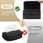 Car Tissue Holder, WHHMK Tissue Box Cover Keep Car Tidy, Premium PU Leather Backseat Napkin Rectangle Organizer, Extra Large Tissue Box Storage in Auto Fits for 100-150 Regular Size Tissues, Black