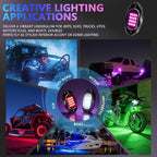 MONDEVIEW 8 Pods RGB LED Rock Lights for Jeeps Trucks Golf Carts & UTVs, Waterproof Underglow Kit with APP Control, Music Mode, 12V Underbody Neon Lights for Cars, ATV, RZR, SUV, Offroad Vehicles