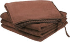 HARFINGTON 4 Pack Microfiber Cleaning Cloth, 12" x 12" Multi-Functional Cleaning Towels Reusable Absorbent Rags with Hook for Car Wash Kitchen Household Window Clean, Brown