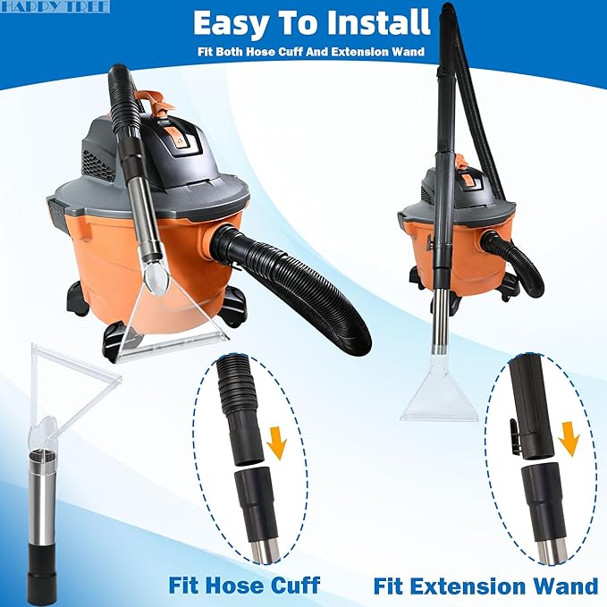 Happy Tree Universal Fit All Shop Vacs with 2-1/2" and 1-7/8" and 1-1/4" Adapters, Large 7-1/2" Extraction Accessory for Upholstery & Carpet Cleaning and Auto Detailing, Shop Vac Extractor Attachment