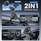 Magnetic Car Phone Holder, 2-in-1 CD Slot and Car Vent Phone Mount, 360°Rotation Tool-Free Installation Magnetic Car Mount for iPhone 17/16/15/14/13/12 Series