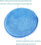 AutoCare Microfiber Wax Applicator, Ultra-Soft Pads with Finger Pocket for Cars, Foam Sponge (Blue, 5" Diameter, Pack of 10)
