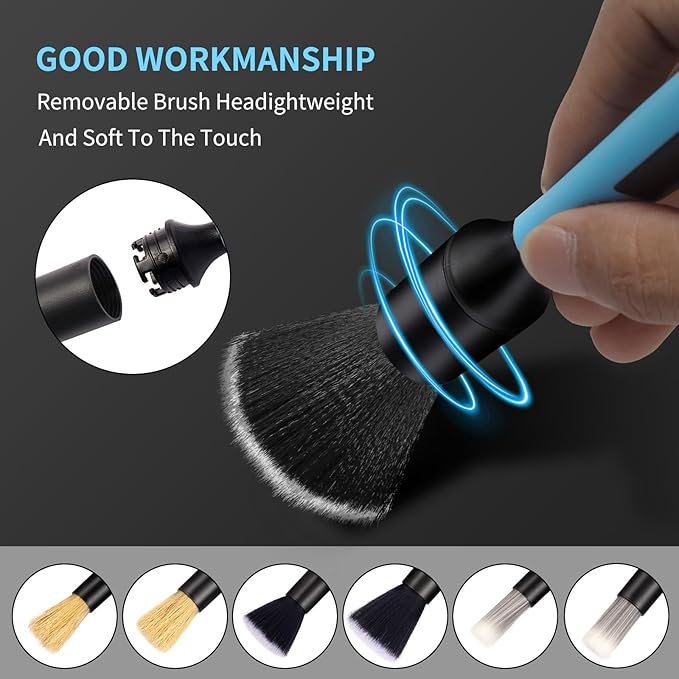 Car Detailing Brush Set, 6 Pack Soft Mixed Hair Auto Detail Brush Kit No Scratch for Automotive Elegant Surface Interior Exterior Dashboard Emblems Panels Engine Bay Wheels Air Vent Seat Leather