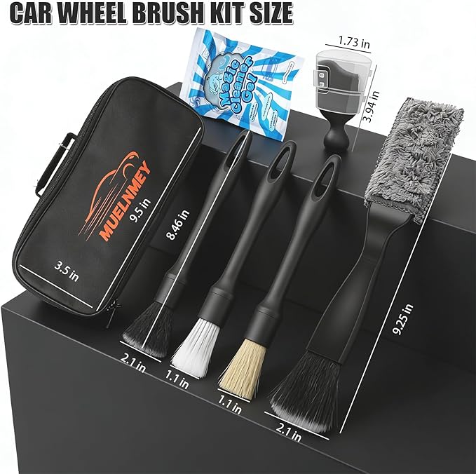 7PCS Car Detailing Brush, Ultra Soft Boar Hair Brush, Car Interior Detail Brush, Fiber Brush, Car Dust Removal Brush, Car Cleaning Gel, Cleaning Tool Set Suitable for Trucks, Cars, RVs, SUVs