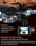 Dual Dash Cam Front and Rear — 2.5K HDR Night Vision Car Camera with G-Sensor & 24H Parking Monitor, Compact Plug & Play Dash Cam with Super Capacitor, 32GB Card Included, Supports 256GB Max