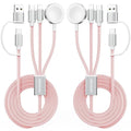 2Pack Travel Essentials,3 in 2 USB C Cable for Apple Watch Charger,iPhone Charger,Multi Charging Cable,Cruise Vacation Camping,Portable for iWatch Series 11-2/Ultra/SE & iPhone 17-12,Car,Pink