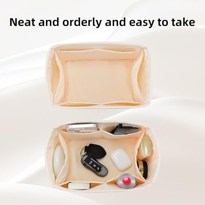 DGAZ Silk Purse Organizer Insert Fits LV Speedy 16/20/25/30/35/45 bags，Silky Smooth Bag Organizer，Luxury Handbag & Tote Shaper（Craie，SP30）