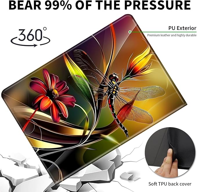 for Kindle Paperwhite Case,6" Kindle Paperwhite 4 10th Generation Case 2018 & Kindle Paperwhite Signature Edition,Leather Slim Adjustable Stand Cover Auto Wake/Sleep,Art Red Dragonfly