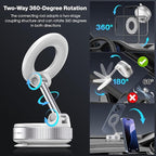 Jikasho Vacuum Magnetic Car Phone Holder for Magsafe, Hands-Free 360° Adjustable Suction Cup Phone Mount for Car/Gym/Mirror/Smooth Surface, Compatible with iPhone & Android (White)