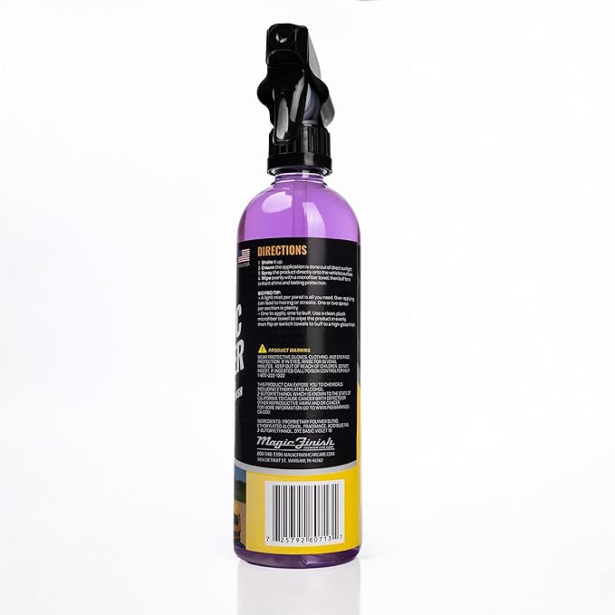 Magic Finish Ceramic Detailer (16 fl oz) – High-Gloss Ceramic Spray Coating for Sleek, Glossy Finish and Paint Protection – Car Detailing Supplies for Waxed, Painted, and Coated Surfaces