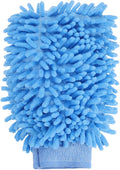 HARFINGTON Premium Chenille Microfiber Car Wash Mitts 9.8" x 7.9" Scratch Free Wash Gloves Absorbent Double Sided Plush Cleaning Drying Mitts for Car Washing Home Light Blue