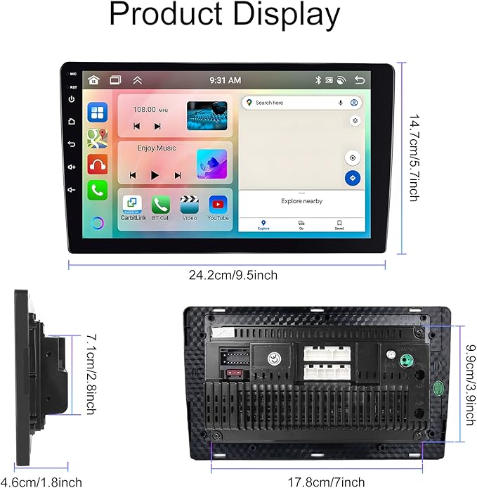 [6G+128G 8-Core] 10.1 Inch Double DIN Android 15 Car Stereo with Wireless CarPlay & Android Auto, HD Touchscreen Dash Kit with GPS WiFi FM/RDS BT5.0 32EQ DSP 59UI SWC Free Backup Camera