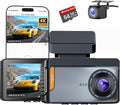 4K Dual Channel Dash Cam Front and Rear, Free 64GB Card Included, 5.8GHz WiFi Dash Camera for Cars, Built-in GPS, G-Sensor, 170°Wide Angle, 3" IPS Screen, 24H Parking Mode, Support 512GB Max